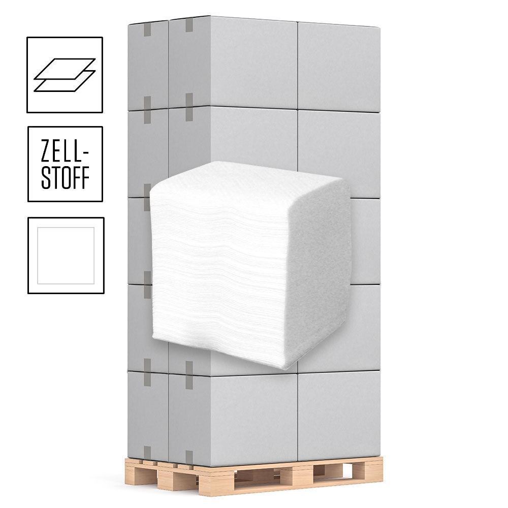 1 Palette Toilettenpapier 2-lagig Einzelblatt, Recycling weiß, 225 Blatt pro Packung, Pal.= 36 VE